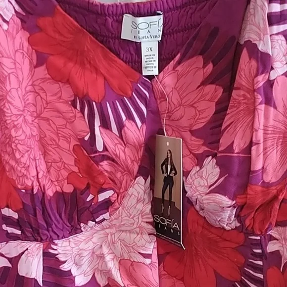 Sofia Vergara Bustier Floral Peasant Top 3X - Picture 6 of 12